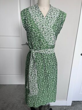 Antoine & Lili France floral green white summer wrap dress size S